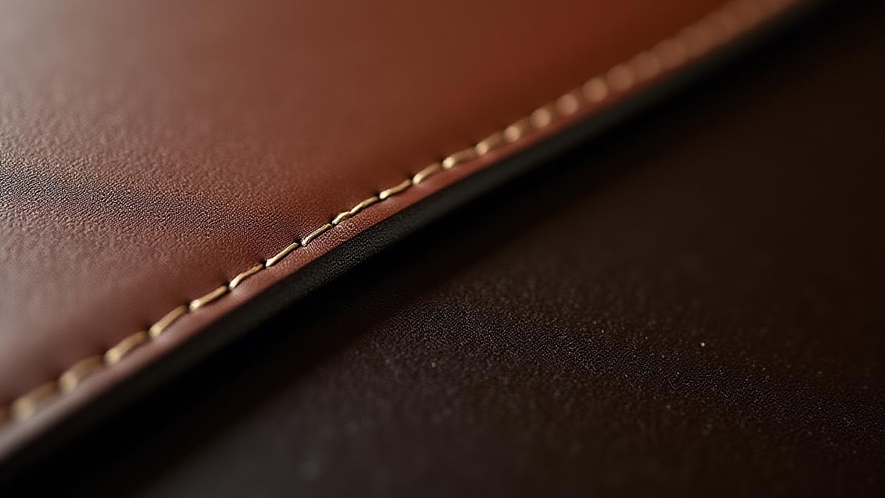 高級な革製品のディテール、ステッチと質感