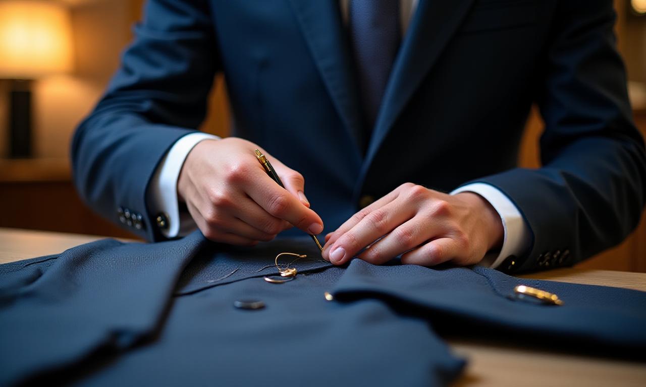 熟練の職人が完璧なスーツを仕立てる様子